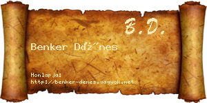 Benker Dénes névjegykártya